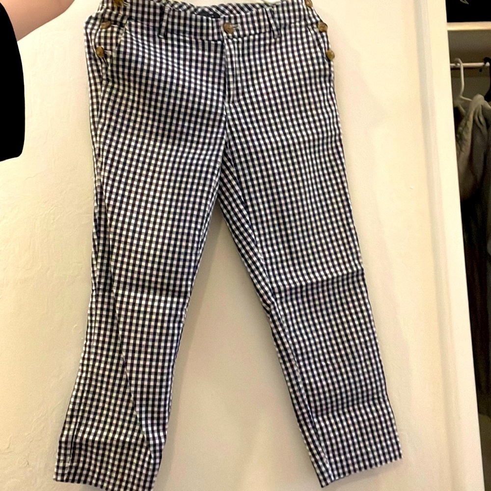 Gingham mid rise checkered pants
